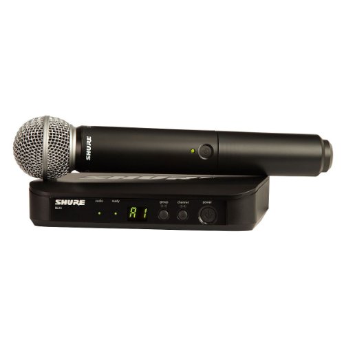 New Shure | High-Performance Handheld Wireless System featuring SM58 Microphone, BLX24/SM58 with Handheld Transmitter, Receiver, and Microphone Clip (H8 : 518-542MHz)