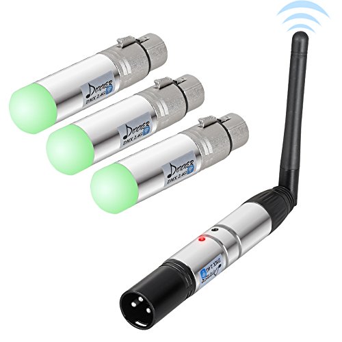 Donner 4pcs DMX512 DMX Dfi DJ 2.4G Wireless 3 Receiver with Tricolor LED Indicators & 1 Transmitter LED Lighting Control
