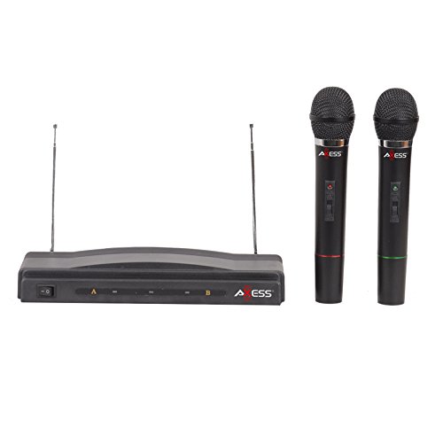 AXESS MPWL1505-BK Dual Professional 100-Feet Range Wireless Microphones