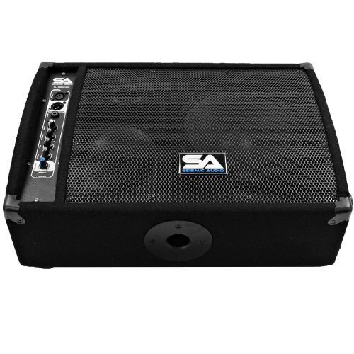 Seismic Audio - FL-10MP-PW-Pair - Pair of Premium Powered 2-Way 10" Floor / Stage Monitors with Titanium Horns
