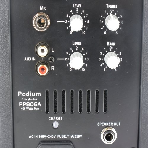 Podium Pro Audio PP806A1 Battery Powered 8-Inch 400 Watts Active Speaker with USB SD MP3 Player