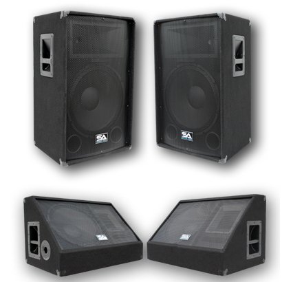 Seismic Audio - Pair of 12" PA DJ SPEAKERS & 12" FLOOR MONITORS with TITANIUM HORNS PRO AUDIO