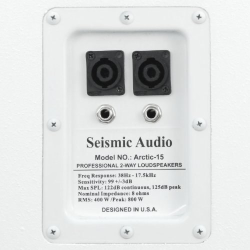 Seismic Audio - Pair of 15" White Church PA/DJ Speakers - White Textured Painted - Monitors