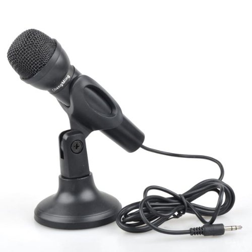 BestDealUSA Black Mini Studio Speech Microphone with Stand 3.5mm Jack 1.6m