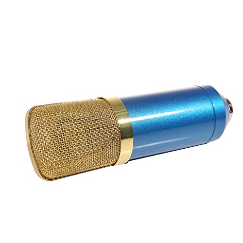 MeGooDo Condenser Microphone Sound Recording Dynamic + Mic Shock Mount, for radio broadcasting studio, voice-over sound studio, recording,ect(Blue)