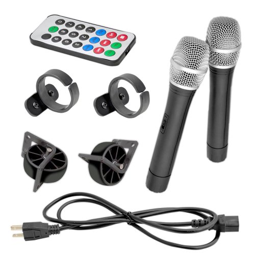 Pyle PPHP129WMU 12-Inch 1,000-Watt Bluetooth Music Streaming Portable Loudspeaker System, Built-in Rechargeable Battery, 2 Wireless Mics, FM Radio, LCD Readout, USB & SD Card Readers