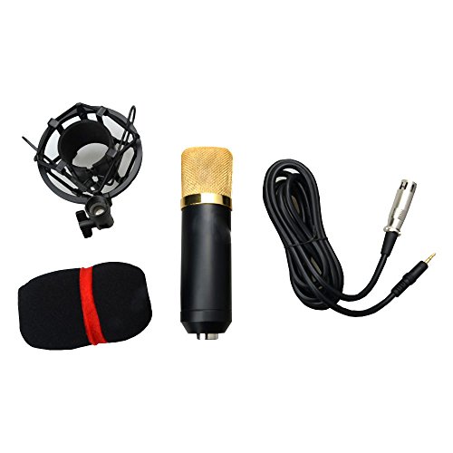 Micromall K-700 Professional Condenser Multimedia Microphone + Shock Mount + Low-noise Cable + Microphone Sponge Cover - Black