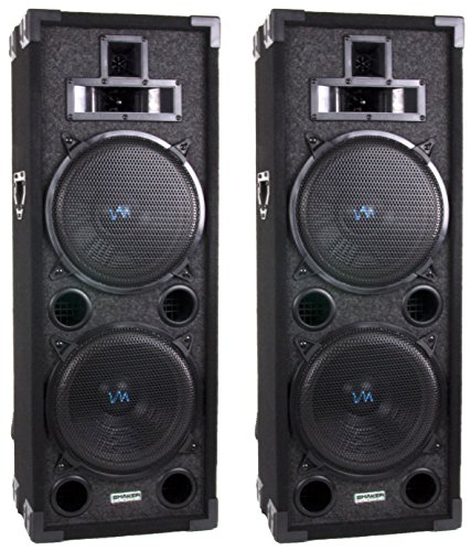 Two VM Audio VAS4210P 2200 Watt 4-Way Dual 10" DJ Loud Speakers System (Pair)