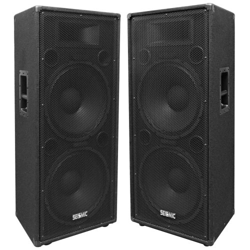 Seismic Audio - FL-155PC - Pair of Dual Premium 15" PA/DJ Speaker Cabinets with Titanium Horns - Wheel Kits and Rear Handles - 800 Watts RMS per Cabinet