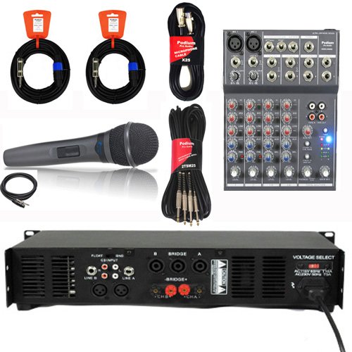 VRTX12 Speakers, Amp, Mixer, Mic and More Technical Pro PA DJ Set New VRTX12SET3