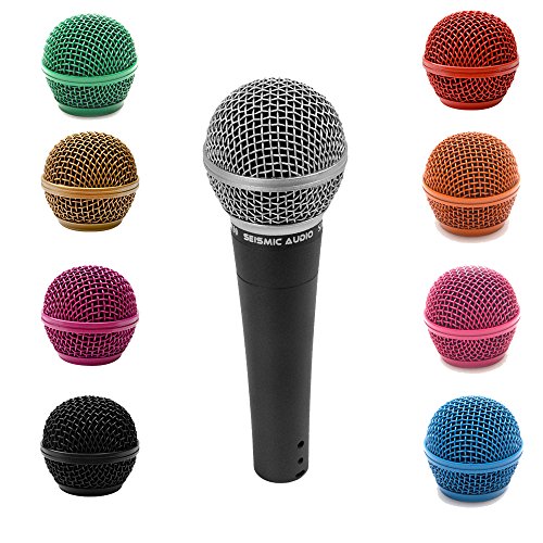 Seismic Audio - SA-M30-PKG1 - Dynamic Vocal Microphone with Interchangeable Steel Mesh Grill Heads