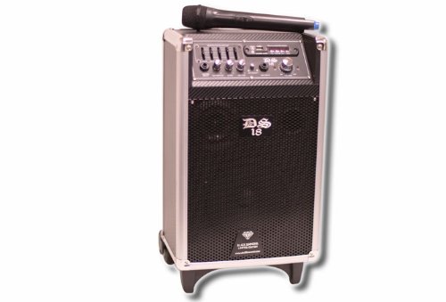 DS18 DS-PA965 6-Inch 800 Watts Battery Powered Speaker Box with BT/SD/EQ/MP3/AUX/Guitar Input and Wheels