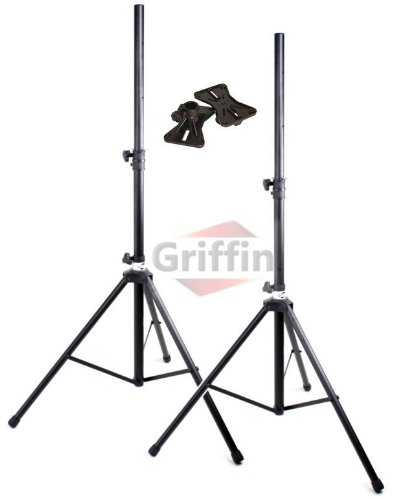 175lb Load Pair PA Speaker Monitor Stage Stands on Tripod Pro-Audio Mount DJ 2 Griffin
