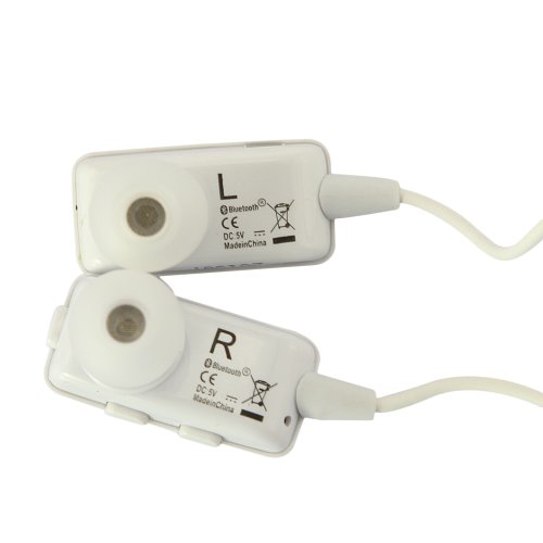 DBPOWER® White Handsfree Bluetooth A2DP Music Earbud Headphones for iPhone 4 4s 5 iPad mini iPad 1 2 3 4 Galaxy S 1 2 3 4 Note 1 2 HTC one M7 Sony L36h Nokia Lumia 920 and other Bluetooth Phone Tablet PC