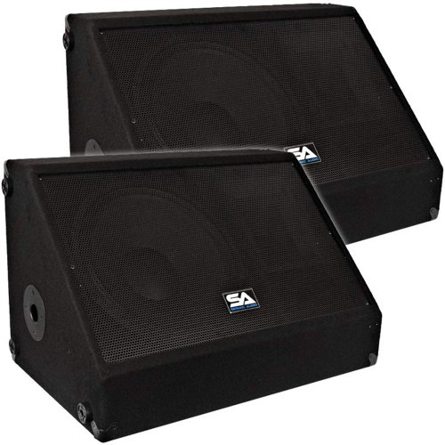 Seismic Audio - Pair of 12" 500 Watts Floor Monitors Studio, Stage, or Floor use - PA/DJ Speakers