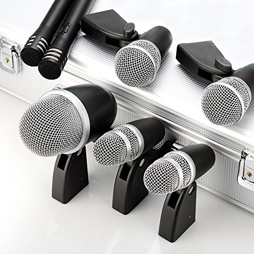 Professional Pro Wired Dynamic 7 Microphone Wired Drum Kit with Mounting Accesories