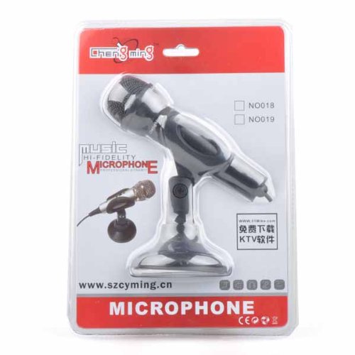 BestDealUSA Black Mini Studio Speech Microphone with Stand 3.5mm Jack 1.6m