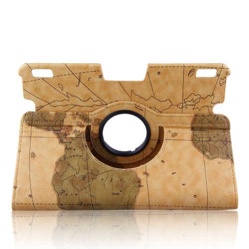 TOPCHANCES 2013 kindle fire HDX 8.9 Map Design PU Leather Case with 360 Degree Rotating STAND and Retina Display-Orange(Auto Sleep and Wake Speciality)