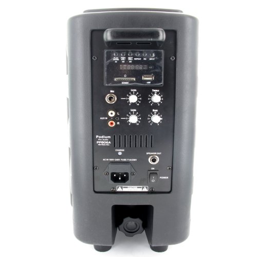 Podium Pro Audio PP806A1 Battery Powered 8-Inch 400 Watts Active Speaker with USB SD MP3 Player