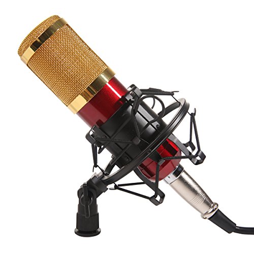 MeGooDo Condenser Microphone Professional Audio Studio Recording Microphone with Shock Mount(Red)