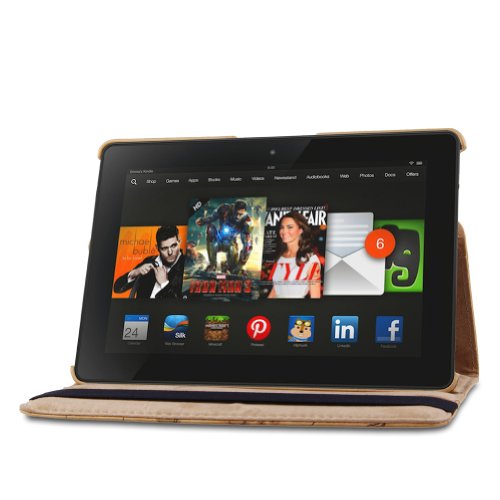 TOPCHANCES 2013 kindle fire HDX 8.9 Map Design PU Leather Case with 360 Degree Rotating STAND and Retina Display-Orange(Auto Sleep and Wake Speciality)