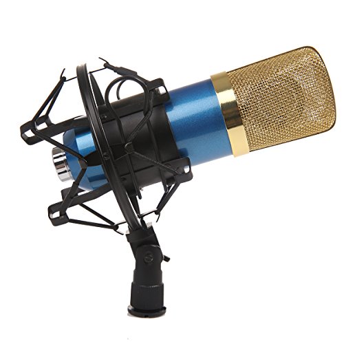 MeGooDo Condenser Microphone Sound Recording Dynamic + Mic Shock Mount, for radio broadcasting studio, voice-over sound studio, recording,ect(Blue)