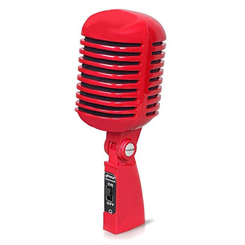 Retro Style Dynamic Vocal Microphone with Cable Red