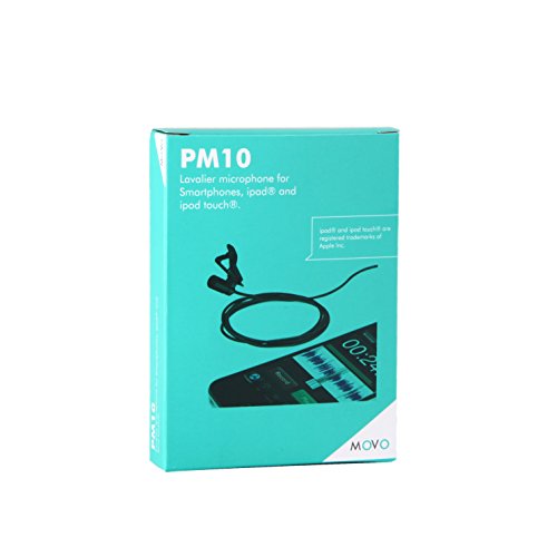 Movo PM10 Deluxe Lavalier Lapel Clip-on Omnidirectional Condenser Microphone for Apple iPhone, iPad, iPod Touch, Android & Windows Smartphones