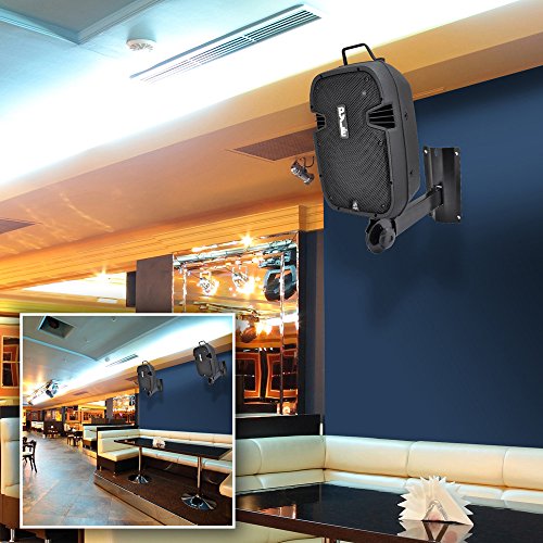 Pyle PSTNDW15 Dual Universal Adjustable Wall Mount Speaker Bracket Stands with Angle, Tilt, Rotation Adjustment (Pair)