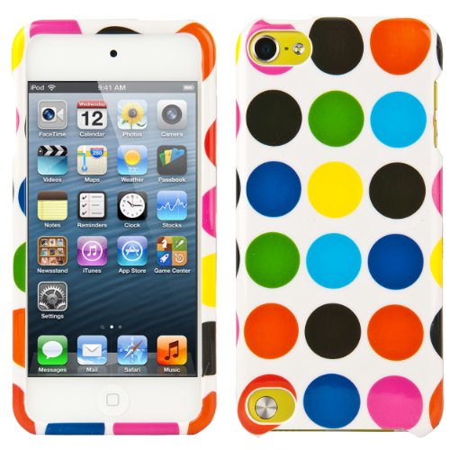 Colorful Circles 2 piece Cover Shield Protector Case For Apple iPod Touch 5 ( 5th Generation) 32GB, 64GB + Anti Glare Screen Protector Guard + an eBigValue TM Determination Hand Strap