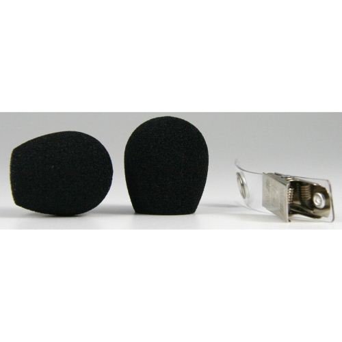 Shure RK318WS Black Foam Windscreens and Clothing Clip for All WH10, WH20 Headworn Microphones, Set of 2