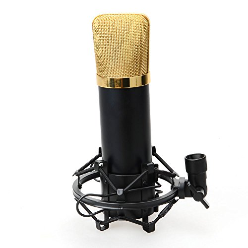 Micromall K-700 Professional Condenser Multimedia Microphone + Shock Mount + Low-noise Cable + Microphone Sponge Cover - Black