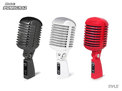 Retro Style Dynamic Vocal Microphone with Cable Black
