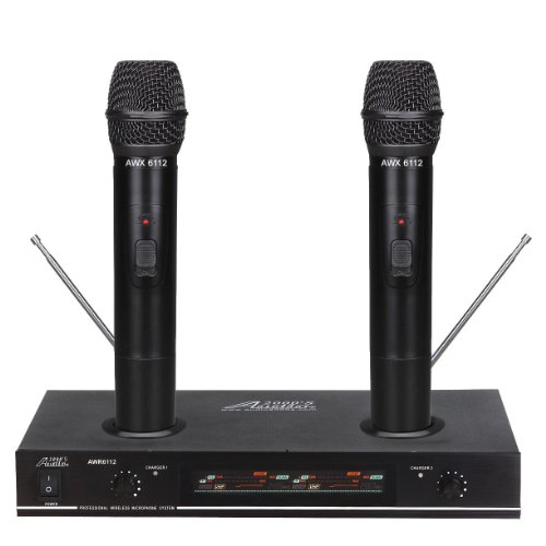 Audio2000s Awm6112 VHF Dual Channel Rechargeable Wireless Microphone