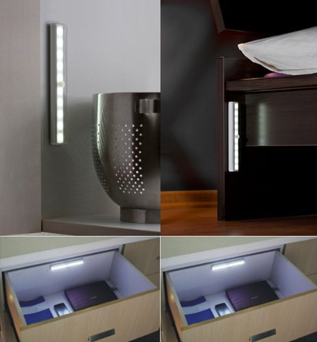 hkbayi New Auto 10 LED PIR IR Infrared Motion Detector Wireless Sensor Closet Cabinet bar Light Lamp white
