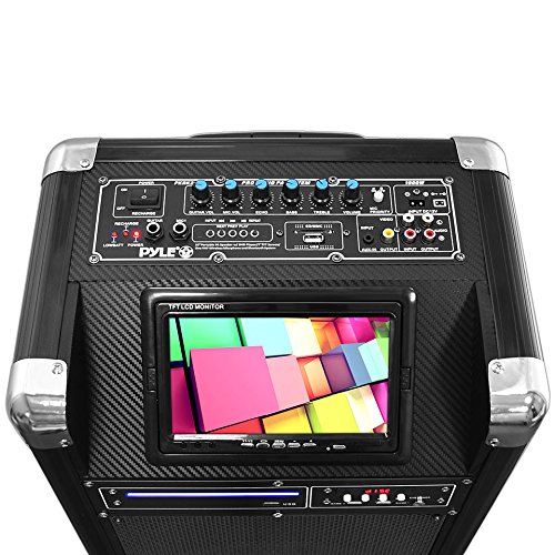 Pyle PKRK10 400 Watt, 10-Inch Woofer and 7-Inch Screen Karaoke Vibe Bluetooth Multimedia PA System with DVD Player and Wireless Microphone