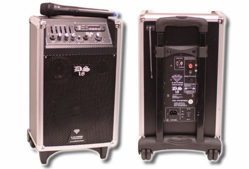 DS18 DS-PA965 6-Inch 800 Watts Battery Powered Speaker Box with BT/SD/EQ/MP3/AUX/Guitar Input and Wheels