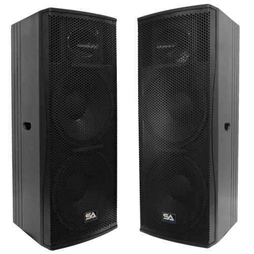 Seismic Audio - Magma-215-Pair - Pair of Premium Dual 15" Full Range / Bi-Amp 2-Way Loudspeaker Cabinets - 1000 Watts RMS Each - PA/DJ Band Live Sound