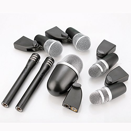 Professional Pro Wired Dynamic 7 Microphone Wired Drum Kit with Mounting Accesories
