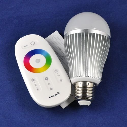 hkbayi New AC 86-264V E27 Lamp base 6W 2.4G Group Division Touch Screen Remote Control Color Changing Wifi LED RGB Bulb with controller