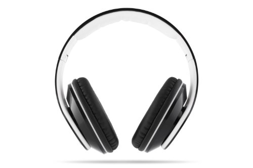 VM Audio Elux Over Ear DJ Stereo MP3 iPhone Bass Headphones - Piano Black/White
