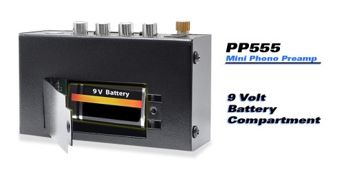 Pyle PP555 Ultra Compact Phono Turntable Pre-Amplifier with 9V Battery Compartment to Mini Phono Preamp