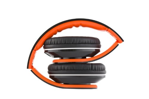 VM Audio Elux Over Ear DJ Stereo MP3 iPhone Bass Headphones - Piano Black/Orange