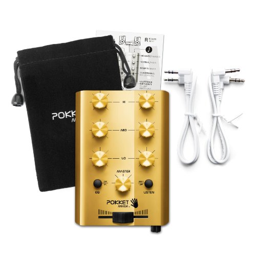 Pokket Mixer PM11GOL002 Mobile Mini DJ Mixer - Speakers - Retail Packaging - Gold Rush