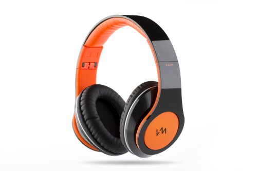 VM Audio Elux Over Ear DJ Stereo MP3 iPhone Bass Headphones - Piano Black/Orange