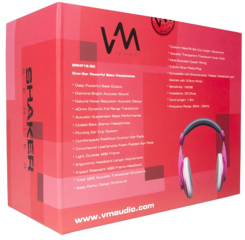 NEW VM Audio SRHP15 Stereo MP3/iPhone iPod Over the Ear DJ Headphones - Red