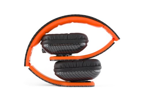 VM Audio Elux On Ear DJ Stereo MP3 iPhone Bass Headphones - Carbon Fiber/Orange