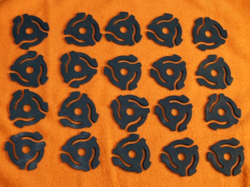 (20 Pack) TWENTY Black Plastic 45 RPM 7 Inch Vinyl Record Adaptor - 7" Inserts