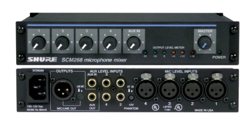 Shure SCM268 4-Channel Microphone Mixer, 6 Transformers, Phantom Power and IEC Power Cord Connector