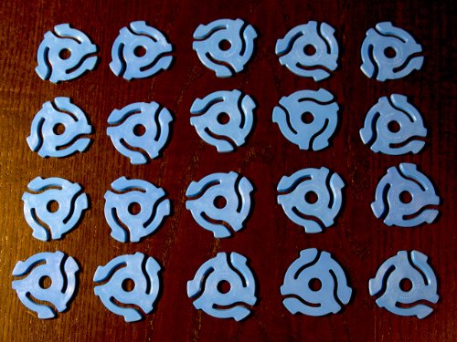 (20 Pack) TWENTY Blue Plastic 45 RPM 7 Inch Vinyl Record Adaptor - 7" Inserts
